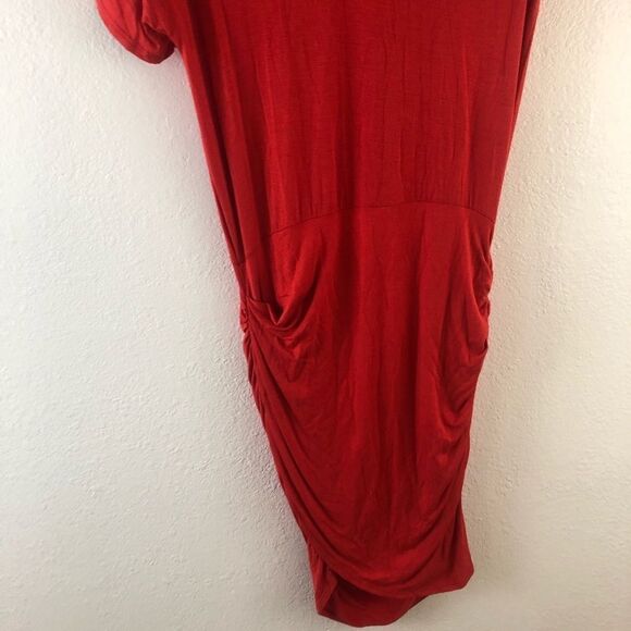 The Vanity Room Cherry V-Neck Ruched Dress Size S - Picture 4 of 6